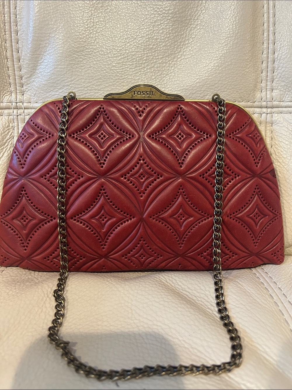 Fossil Revival Vintage Retired Clutch Leather Crossbody Bag
